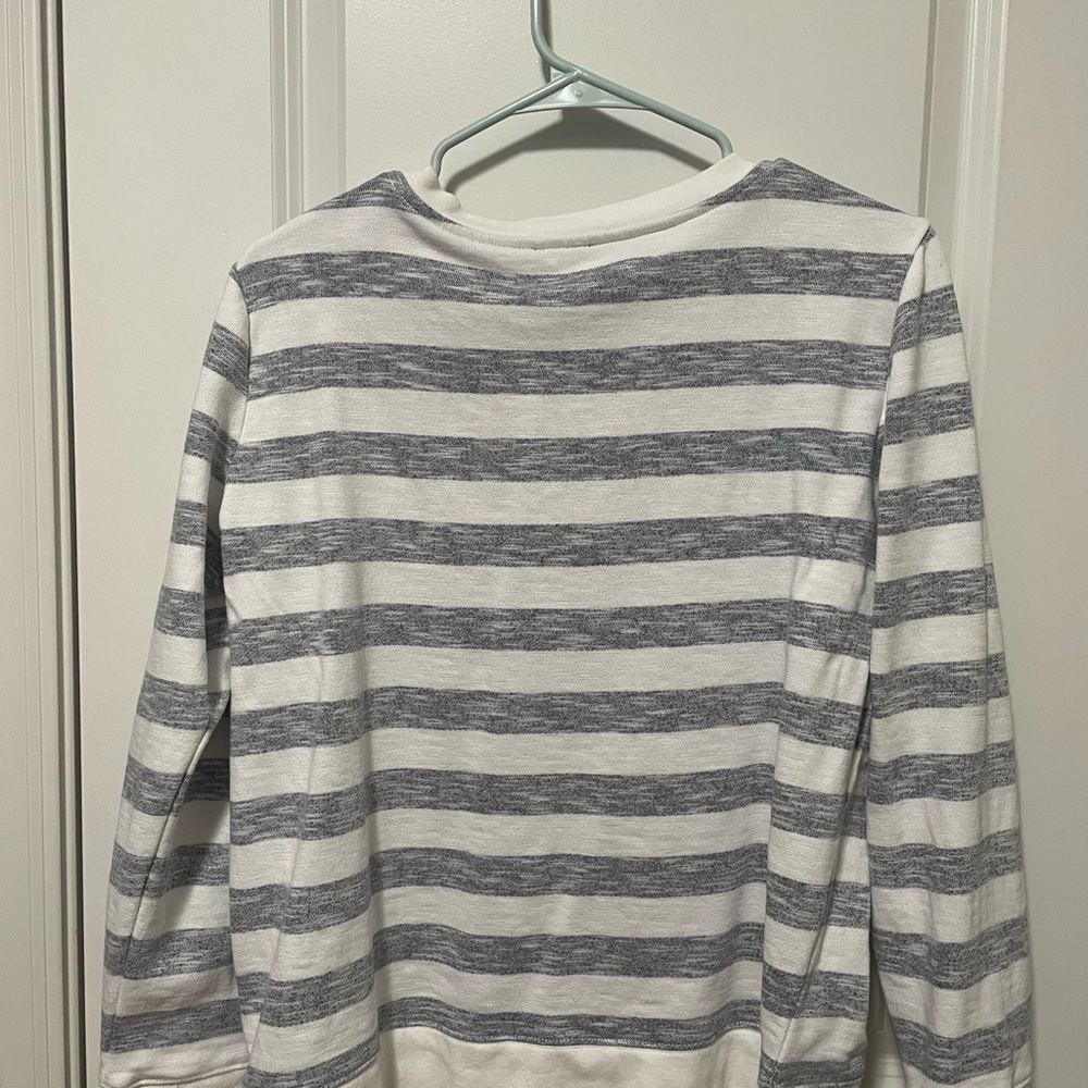 Talbots Women’s Medium Striped Gray Sweatshirt Top - image 2